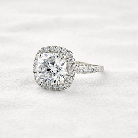 Cushion Cut Hidden Accent Moissanite Diamond Engagement Ring