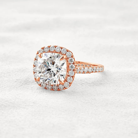 Cushion Cut Hidden Accent Moissanite Diamond Engagement Ring