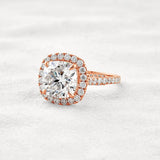 Cushion Cut Hidden Accent Moissanite Diamond Engagement Ring