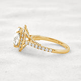 Cushion Cut Hidden Accent Moissanite Diamond Engagement Ring