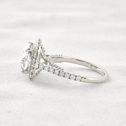 Cushion Cut Hidden Accent Moissanite Diamond Engagement Ring