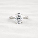 Oval Cut Moissanite Pave Set Engagement Ring