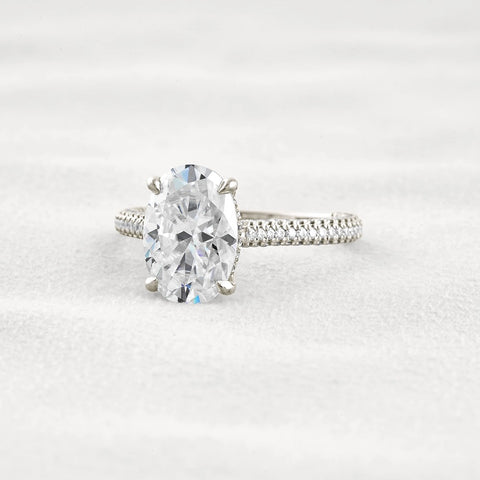 Oval Cut Moissanite Pave Set Engagement Ring