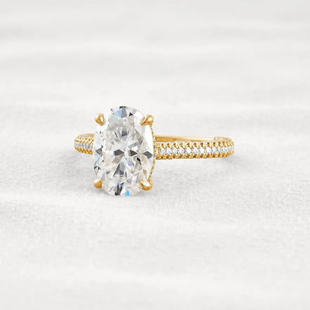 Oval Cut Moissanite Pave Set Engagement Ring