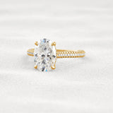 Oval Cut Moissanite Pave Set Engagement Ring