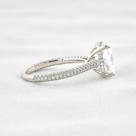 Oval Cut Moissanite Pave Set Engagement Ring