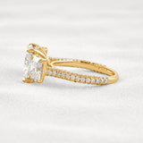 Radiant Cut Three Stone & Pave Set Moissanite Diamond Ring