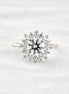 Round Cut Moissanite Floral Halo Proposal Ring For Her