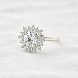 Round Cut Moissanite Floral Halo Proposal Ring For Her