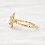 Round Cut Moissanite Floral Halo Proposal Ring For Her