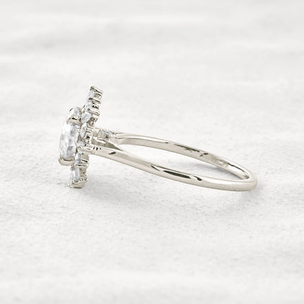 Round Cut Moissanite Floral Halo Proposal Ring For Her