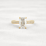 Lab Created Moissanite Diamond Radiant Cut Pave Set Ring