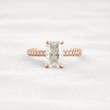Lab Created Moissanite Diamond Radiant Cut Pave Set Ring