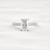 Lab Created Moissanite Diamond Radiant Cut Pave Set Ring