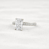 Lab Created Moissanite Diamond Radiant Cut Pave Set Ring
