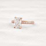 Lab Created Moissanite Diamond Radiant Cut Pave Set Ring