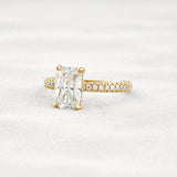 Lab Created Moissanite Diamond Radiant Cut Pave Set Ring
