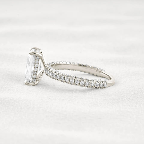 Lab Created Moissanite Diamond Radiant Cut Pave Set Ring