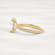 Lab Created Moissanite Diamond Radiant Cut Pave Set Ring
