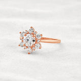 Round Cut Floral Halo Moissanite Diamond Wedding Ring