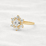 Round Cut Floral Halo Moissanite Diamond Wedding Ring