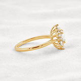 Round Cut Floral Halo Moissanite Diamond Wedding Ring