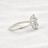 Round Cut Floral Halo Moissanite Diamond Wedding Ring