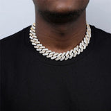 Dual Tone Moissanite 20MM Ice Out Cuban Liked Chain For Him