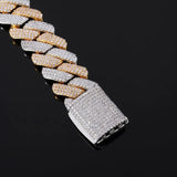 Dual Tone Moissanite 20MM Ice Out Cuban Liked Chain For Him