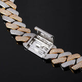Dual Tone Moissanite 20MM Ice Out Cuban Liked Chain For Him