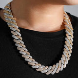 Dual Tone Moissanite 20MM Ice Out Cuban Liked Chain For Him