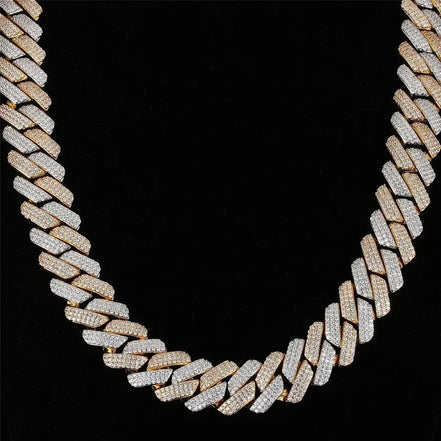 Dual Tone Moissanite 20MM Ice Out Cuban Liked Chain For Him