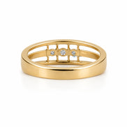 14K Gold Men's Moissanite Wedding Ring Three Stone Ring