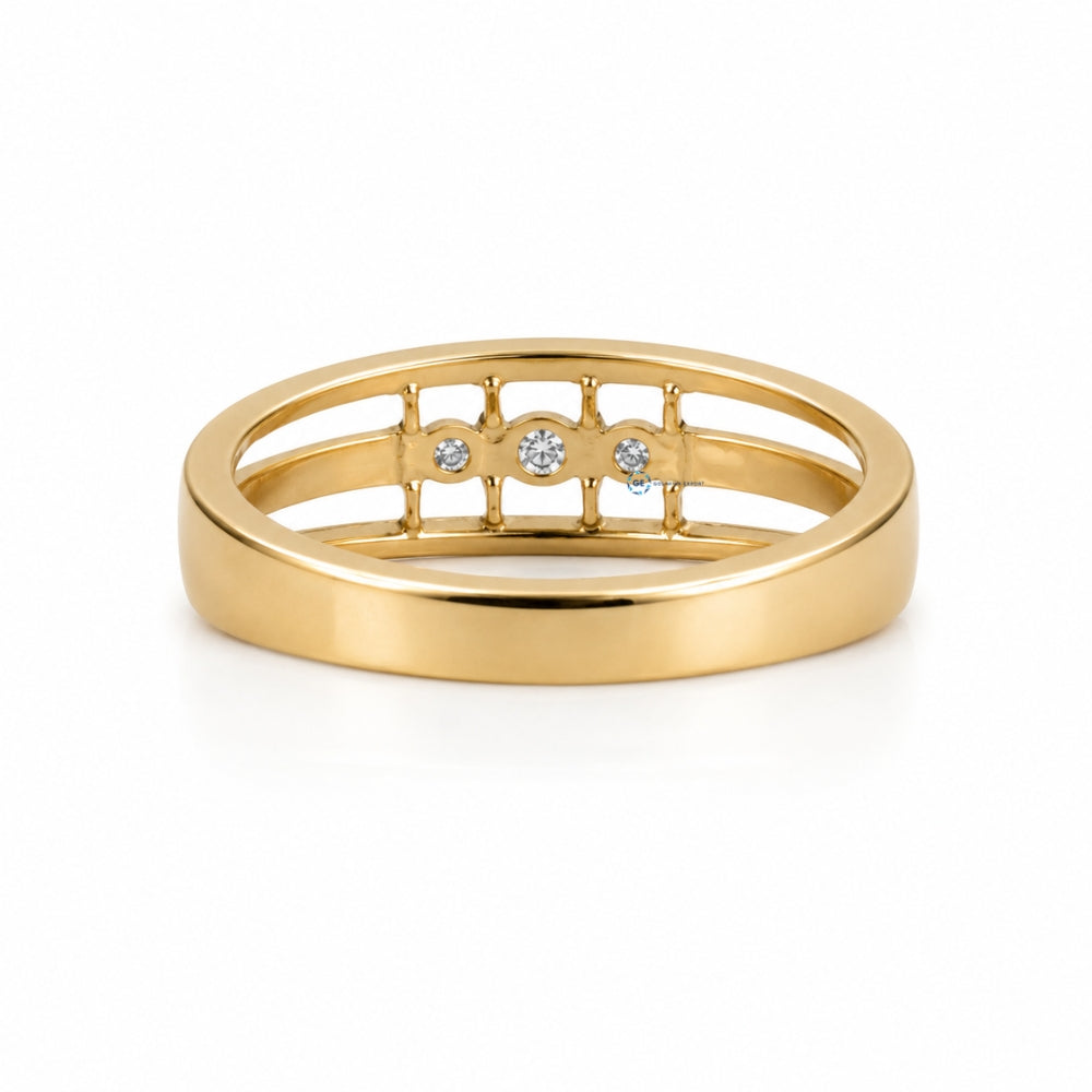 14K Gold Men's Moissanite Wedding Ring Three Stone Ring