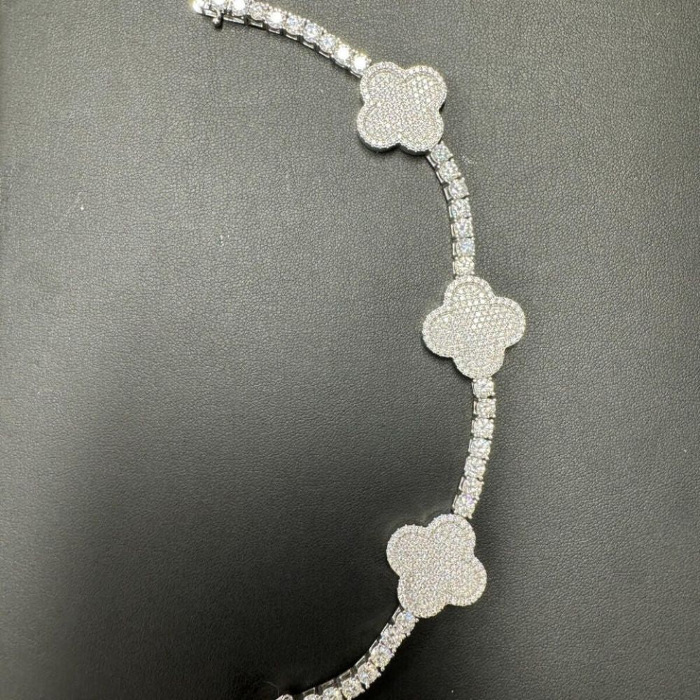 925 Sterling Silver Clover Tennis Bracelet