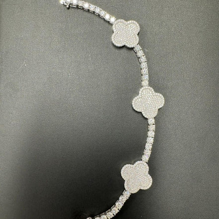 925 Sterling Silver Clover Tennis Bracelet