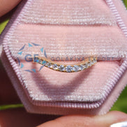 Chevron Style Round Cut Yellow Gold Band