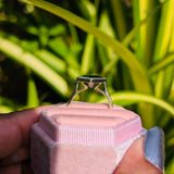 Green Princess Cut Solitaire Engagement Ring