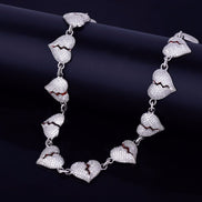 Iced Out Moissanite Diamond Broken Heart Cuban Chain