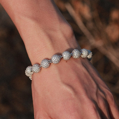 Ball Link Iced Out Moissanite Diamond Unisex Bracelet