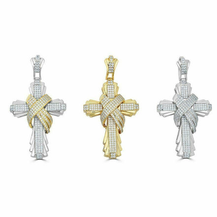 Hip Hop Iced Crossover Cross Moissanite Pendant
