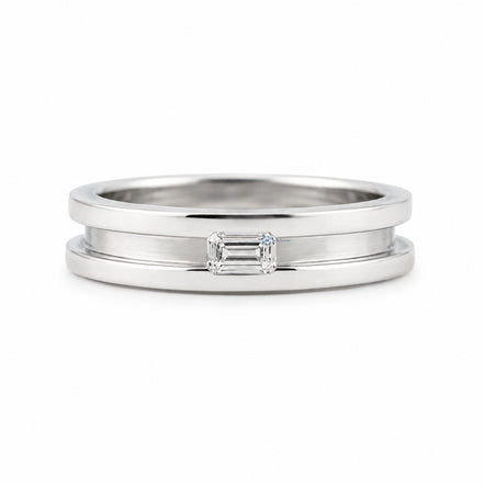 Emerald Cut Moissanite Bezel Set Solitaire Men's Ring