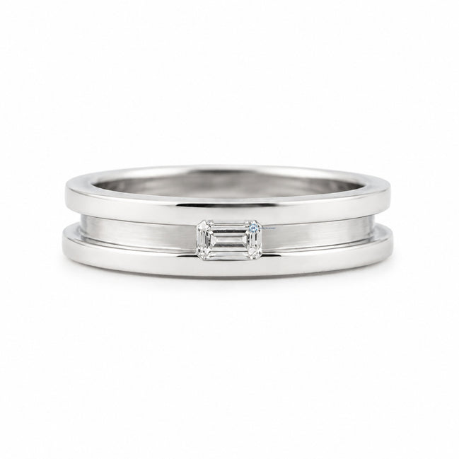 Emerald Cut Moissanite Bezel Set Solitaire Men's Ring