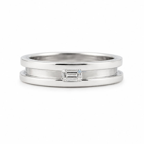 Emerald Cut Moissanite Bezel Set Solitaire Men's Ring