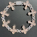 Infinity Link Cross Moissanite Dual Tone Bracelet