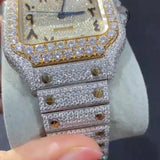 Moissanite Dual Tone Wrist Watch For Men's