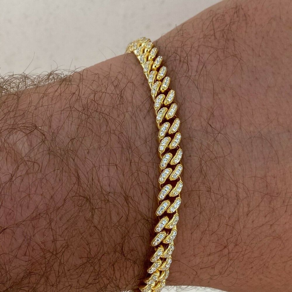 Daily Wear Moissanite Diamond Yellow Tone Men's Bracelet