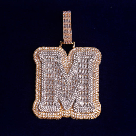 Iced Single Initial Letters A-Z Baguette Hip Hop Necklace For Women