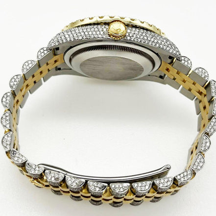Arabic Number Dual Tone Iced Out Moissanite Watch