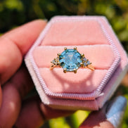 3CT Hexagon Lab Grown Green Diamond Ring For Women